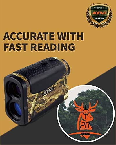 AOFAR rangefinder with accurate fast reading feature and target view illustration.